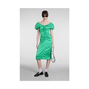 Ganni | Dresses | Ganni Knit Midi Dress In Dark Green Size Medium | Poshmark